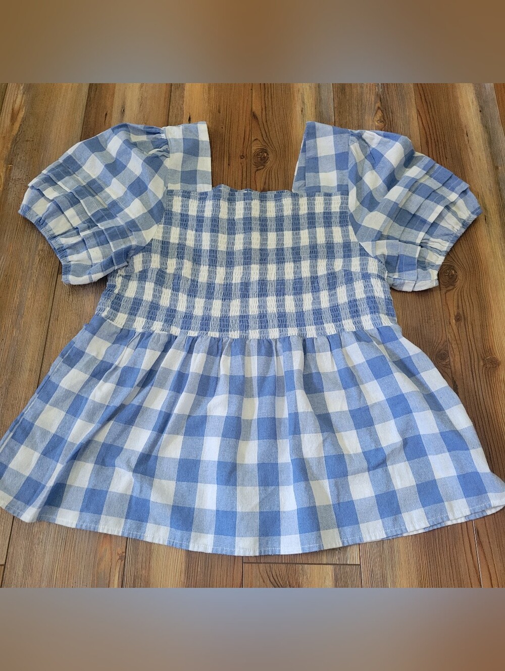 Grace + Karma Womens Plus Size 1X Gingham Top